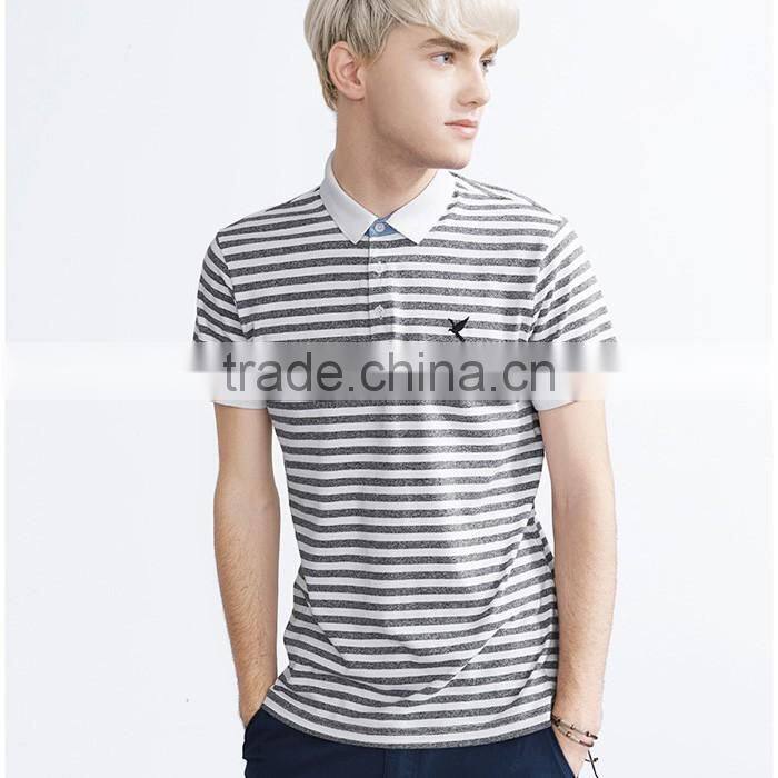 Stripe chest embroidery 100% cotton polo t-shirt