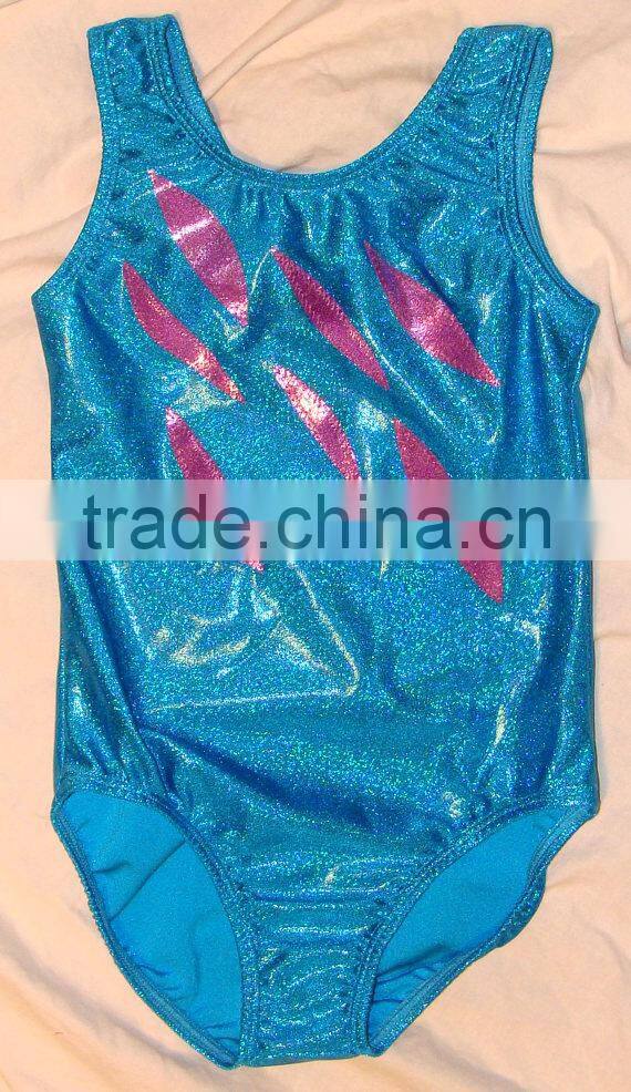 Gymnastics Leotard Girls turquoise twinkle leotard with Lilac mystique slashes