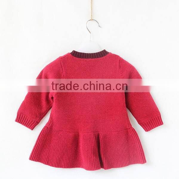 Baby girls woolen knitted dress with fleece lining