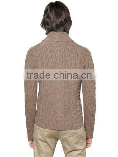 Latest Jacquard Cable Pattern Heavy Knit Cardigan Man Sweater Design
