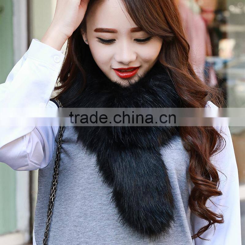 Pure colour Fox Fur Shawl Beige Thick Faux Fur Scarf