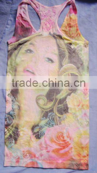 colorful printting seamless fashion vest top