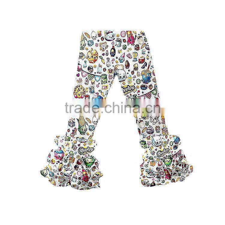 wholesale giggle moon latest design children's pants girls cotton ruffle cropped trousers