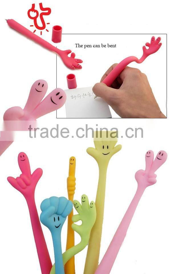 Creative stationery finger shape ballpoint pen flexible silica gel pen office & student pen