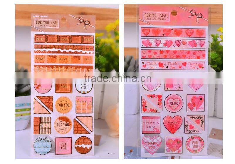 Adhesive sticker custom fiber paper decorative sticker gold stamp DIY sticker