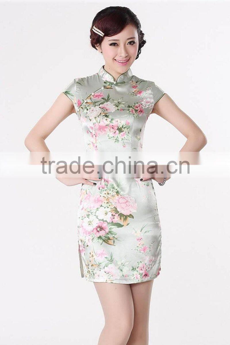 Womens satin printed classic dresses