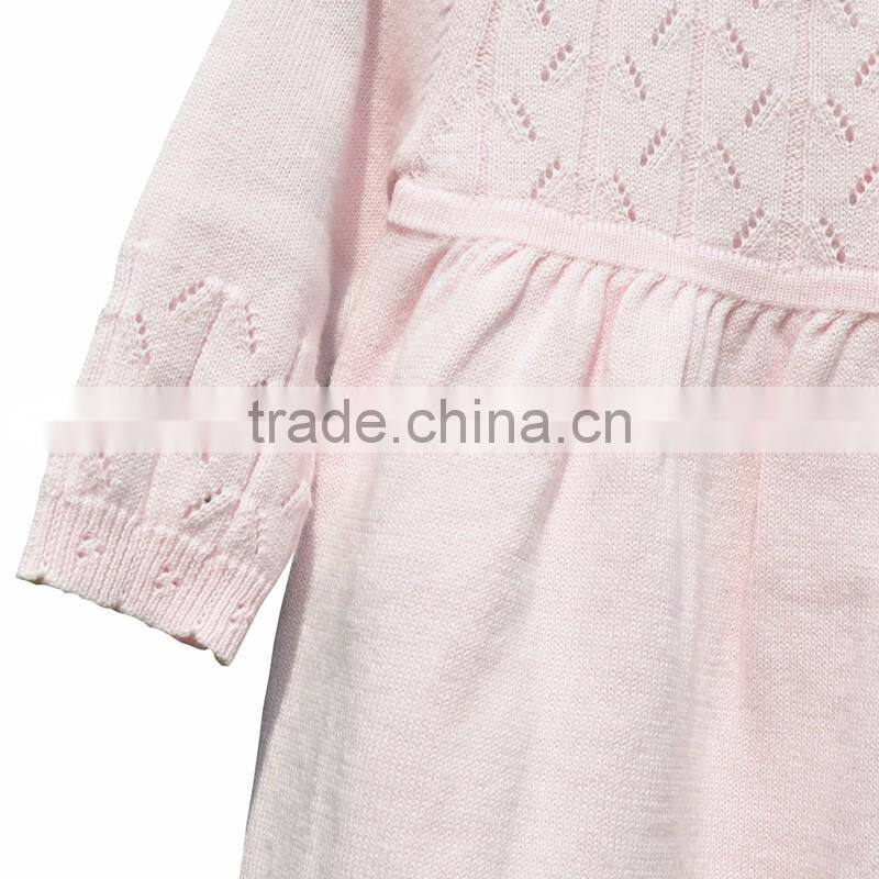 Round Neck Cardigan Cotton Knitting Baby Girl Sweater Dress