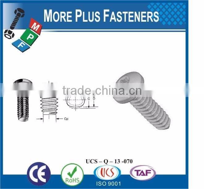 Made in Taiwan Material Carbon Steel Sliver Color Plus Tech Trilobular Type TT Thread Rolling Tapping Screws