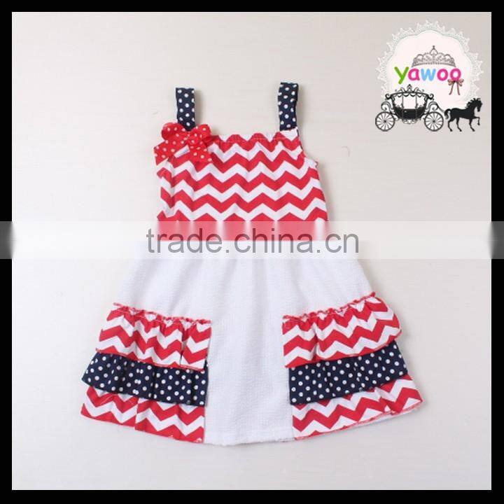 Yawoo 2016 latest navy polka dots july 4th smocked dress designs teenage girls