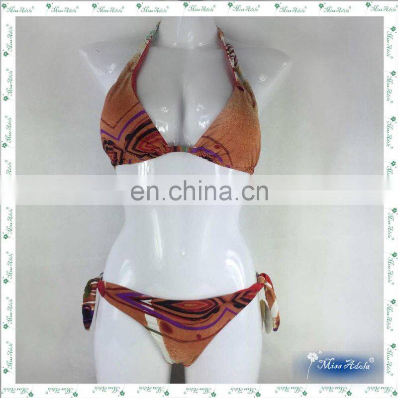 MissAdola illusion two pieces digital print swimsuit brazilian bikini ,sexy micro bikini , woman swimwear (REF-01)