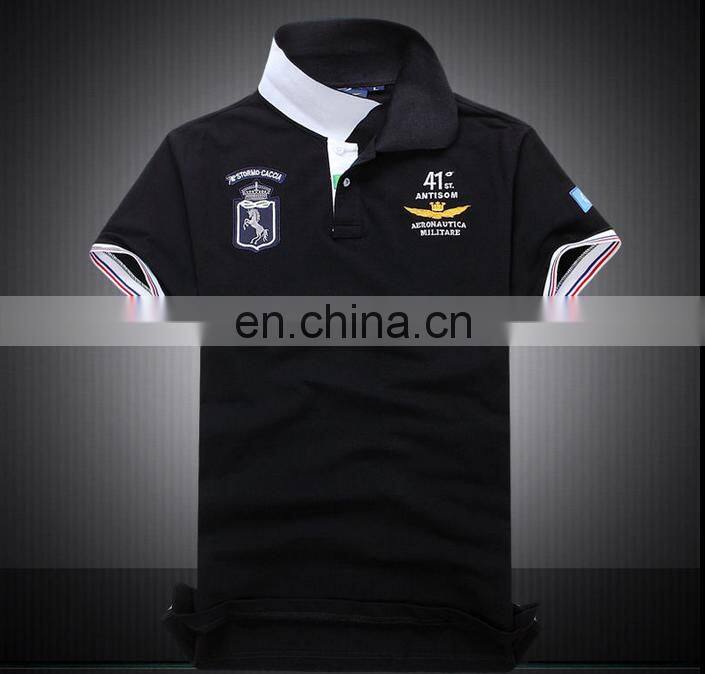 2016 Apparel Sale Quality Custom Design Wholesale Short Sleeve Applique Embroidery Jacquard Rib Polo Shirt