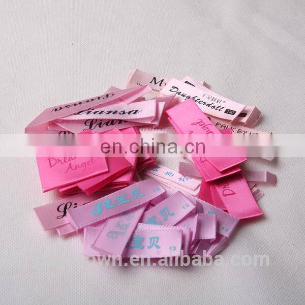 custom OEM private design Colorful printed satin label for clothing
