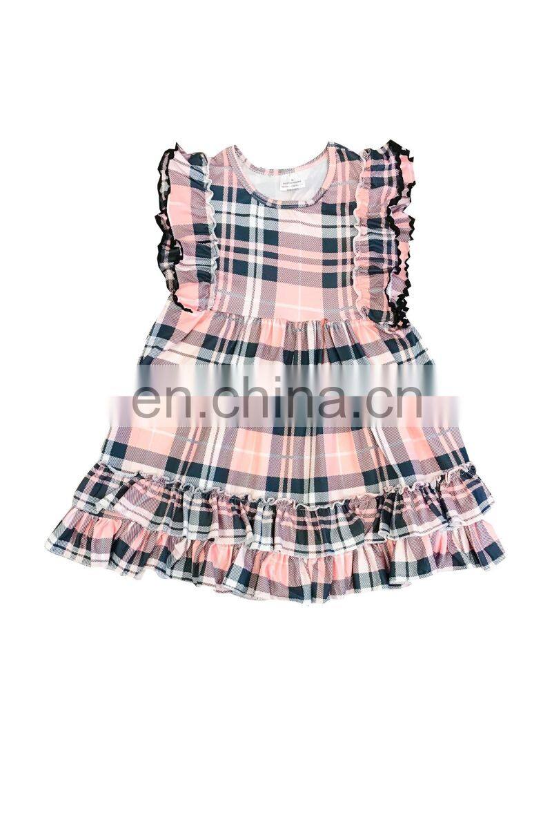 2018 Hot Sale Girls Floral Dress Flutter Sleeve Dress Girls Summer Dress