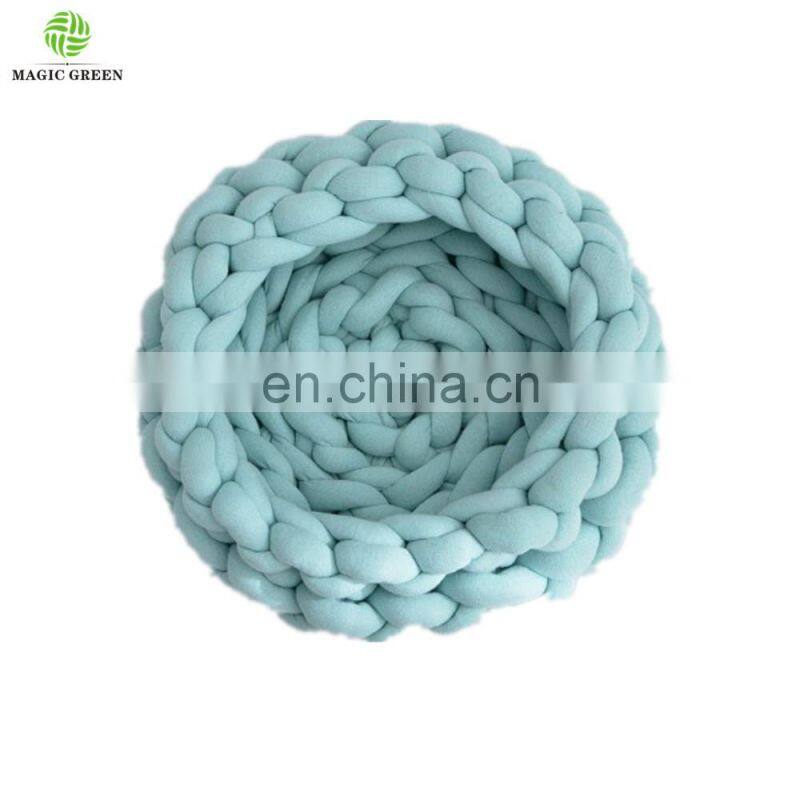 12 colors stock 100% COTTON SEAMLESS D2-3cm machine washable roving yarn filled tube braid hand knit pet plaid house bed