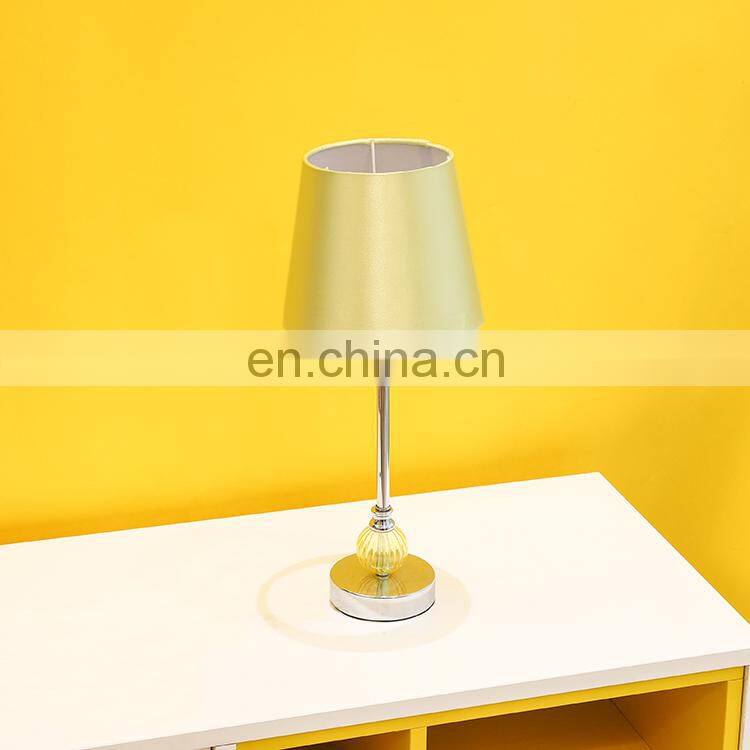 Top sale indoor lighting blue glass decoration office home metal bedside table lamp for hotel