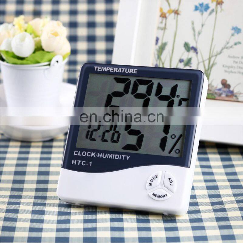 HTC-1 Digital LCD Electronic Thermometer Humidity Meter Hygrometer Weather Station Indoor With Alarm Clock
