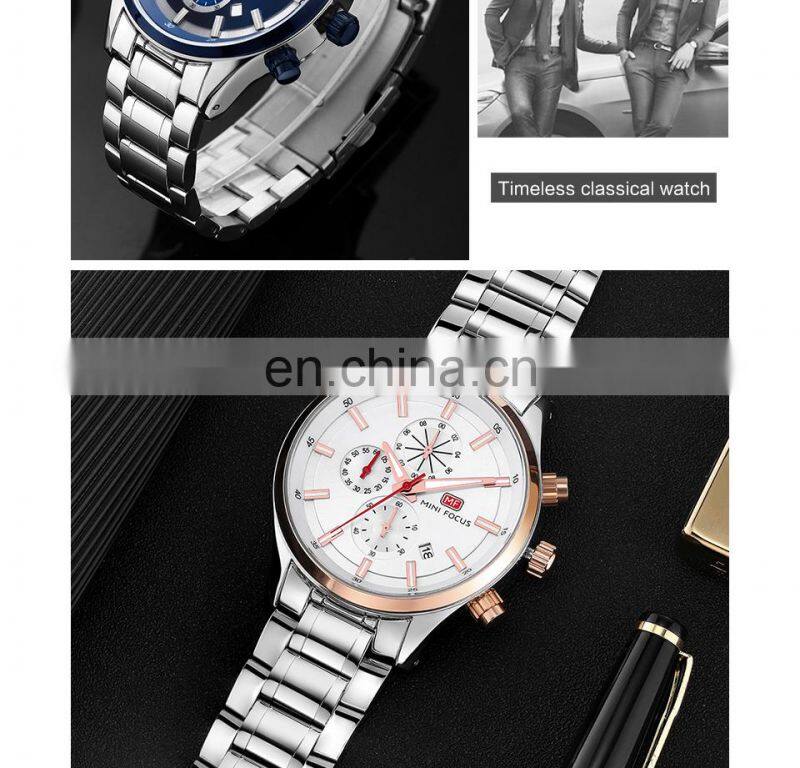 MINI FOCUS MF0081G Luxury Brand Men Watches Stainless Steel Waterproof Quartz Fashion Sport Wristwatches