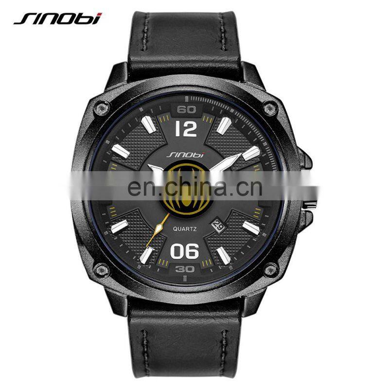 SINOBI Spider Man Watch S9741G Luminous Dial Male Wrist Watch Luxury Calendar Window Masculine Watch Jam Tangan Pria