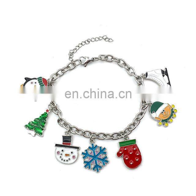 20Pcs/Set New Christmas Charms Pendants Enamel Bracelet Party Home Metal Craft Decoration Tree Hanging DIY Jewelry Accessories