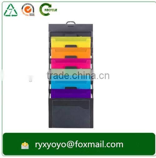 2016 foldable pp plastic multiple pockets hanging file folder with velcro