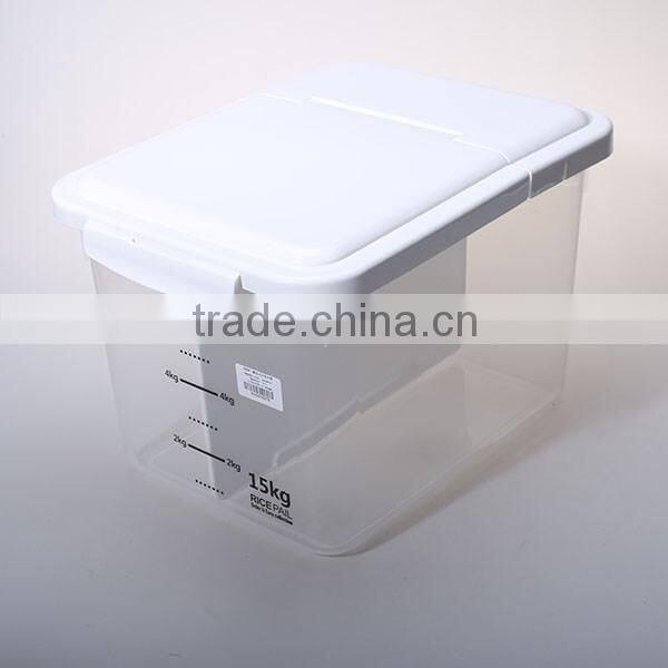 Transparent 15L Plastic Dry Food Container with Compartment