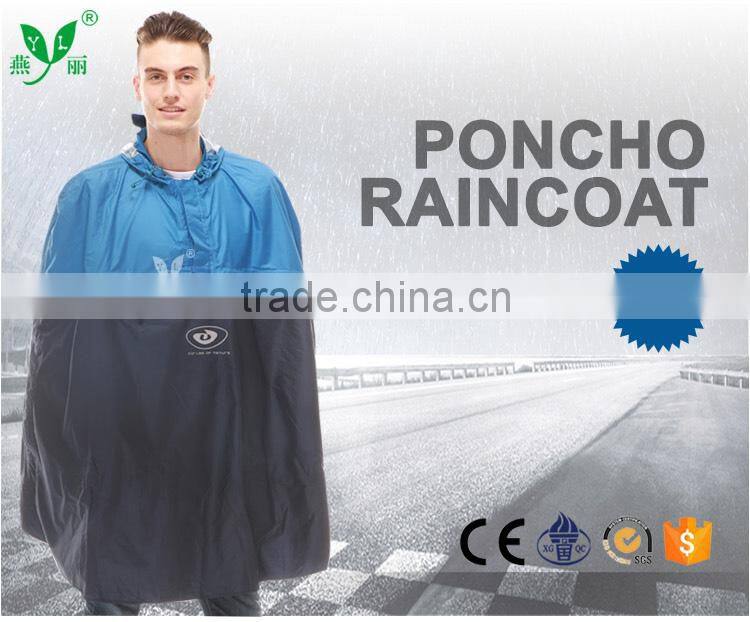 YANLI blue-black fashion pvc poncho raincoat with a receive bag