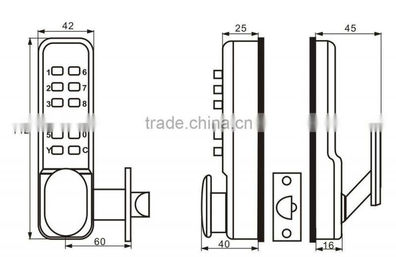 OSPON MACHINERY WATERPROOF SECURITY MECHANICAL DIGITAL KEYLESS DOOR LOCK STAIN CHROME OS3308A
