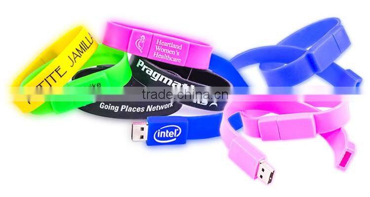 Customized 4gb / 8gb / 32gb Silicone Wristband USB Drive For Gifts