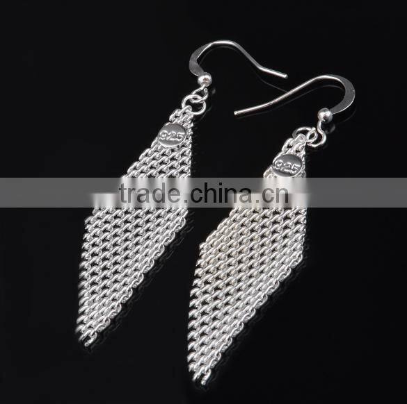 Silver Plated Piercing Rhinestone Prismatic Earring with Hook