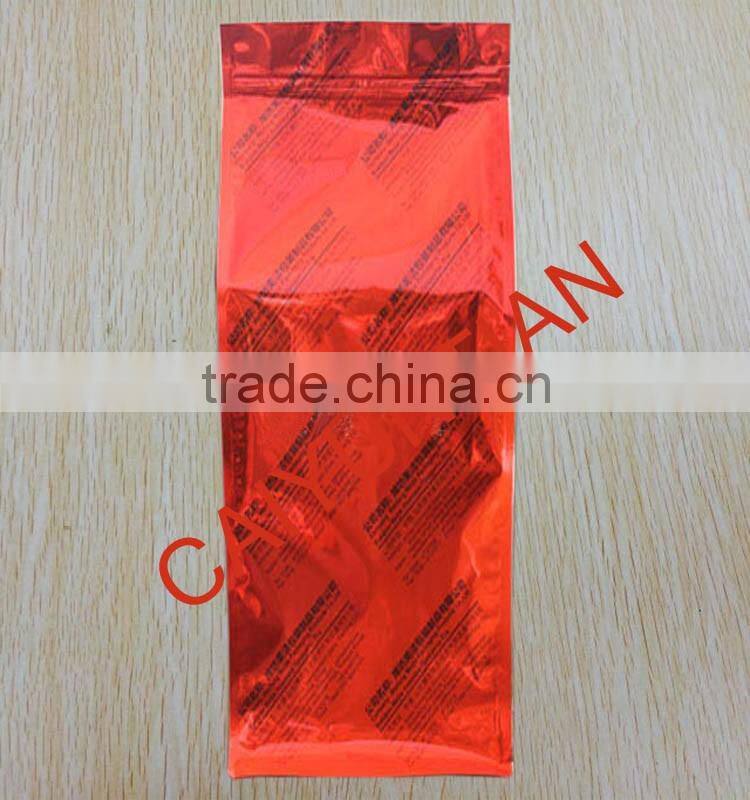 Tin Tie Quad-sealing coffee bags with valve/ foil zipper custom stand up pouch