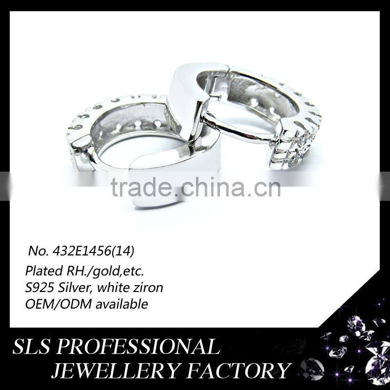 Sheng lei shi jewelry limited wholesale brazil earrings for boys sterling Silver Twin Hoop CZ Earrings