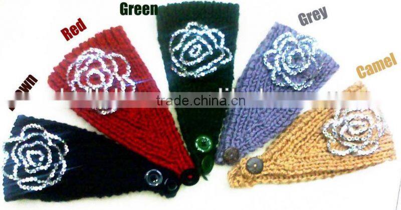 Diamond Handmade Knitted Lady Flower Headband