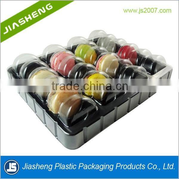 2016 new style hot selling Food grade 24 pcs blister macarons packaging box,cake clamshell,plastic macaron tray