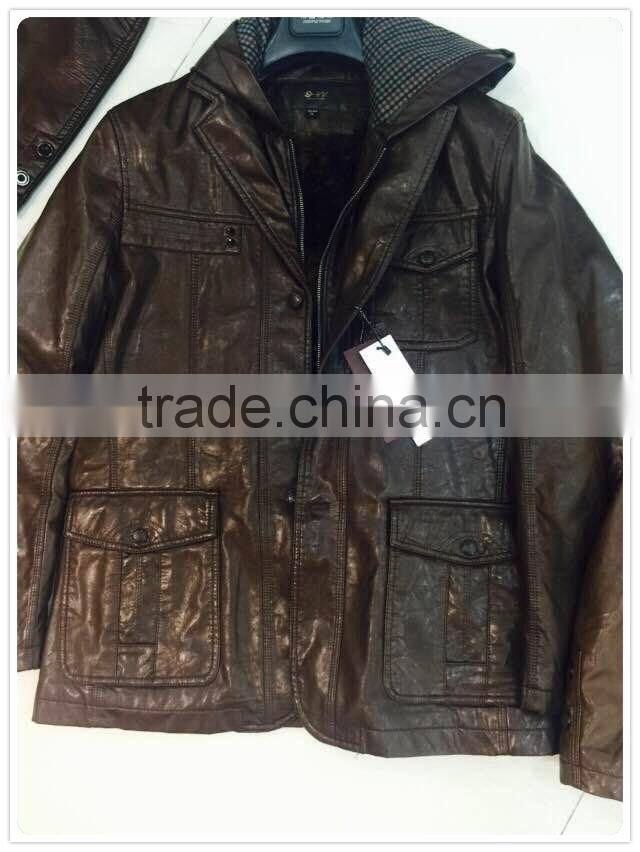 Garment Stock Lot man leather jacket suit for spring or winter good quality cheap price - 1037