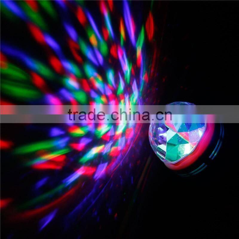 3W RGB Multi Color Auto Rotating Led Crystal Magic Disco Ball Light Bulb