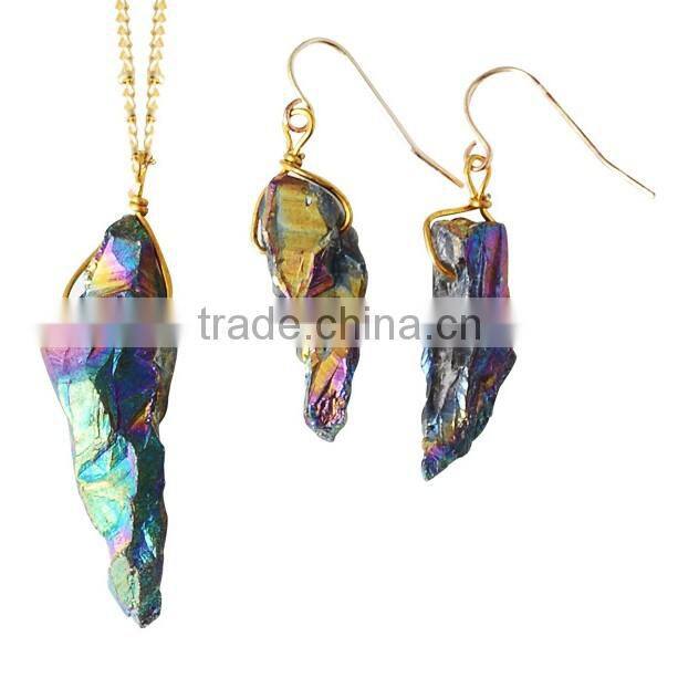 Marble Stone Lock Pendent Necklace