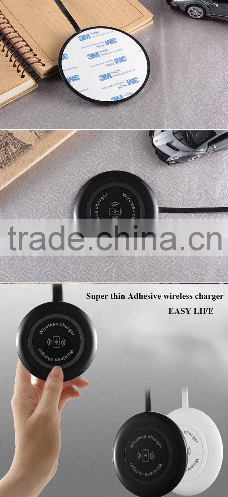 New popular Hotselling adhesive Qi wireless charger phone wireless charger with CE ROHS FCC approved