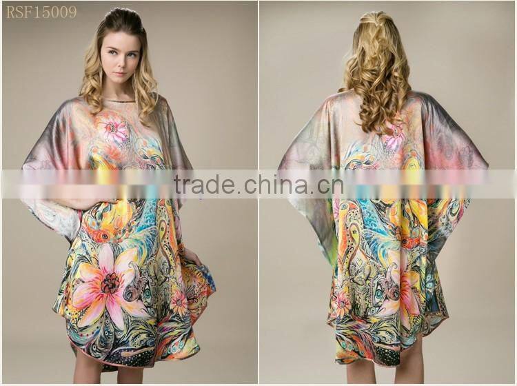beach 100%satin silk women popular one size kaftan dress