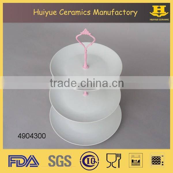 2015 new product factory directly ceramic cake stand, 3 tiers ceramic cup cake stand