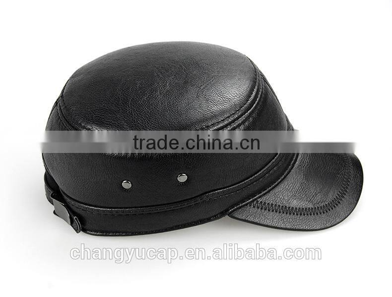 Haute Couture PU Flat Cap/Ear protection Cap/Cotton-Padded Cap