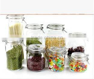 clamp and clear glass jar with lid