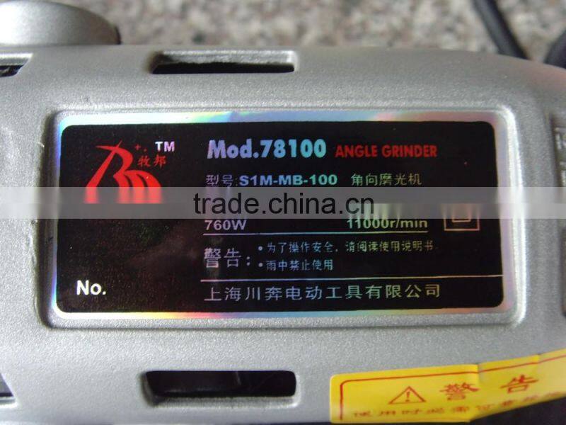 Aluminum body angle grinder 100mm 760W hot sales