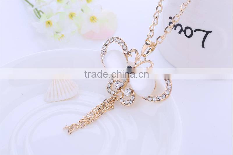 Women costume butterfly with tassels necklace jewelry 2015 top fashion jewelry female beautiful crystal necklace