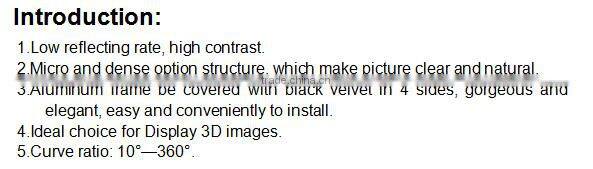 HD 3d circular projection screen for home/cinema/exhibition