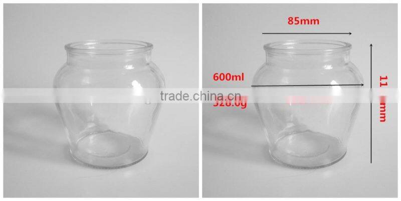 600ml round clear large glass storage jar with cork stopper