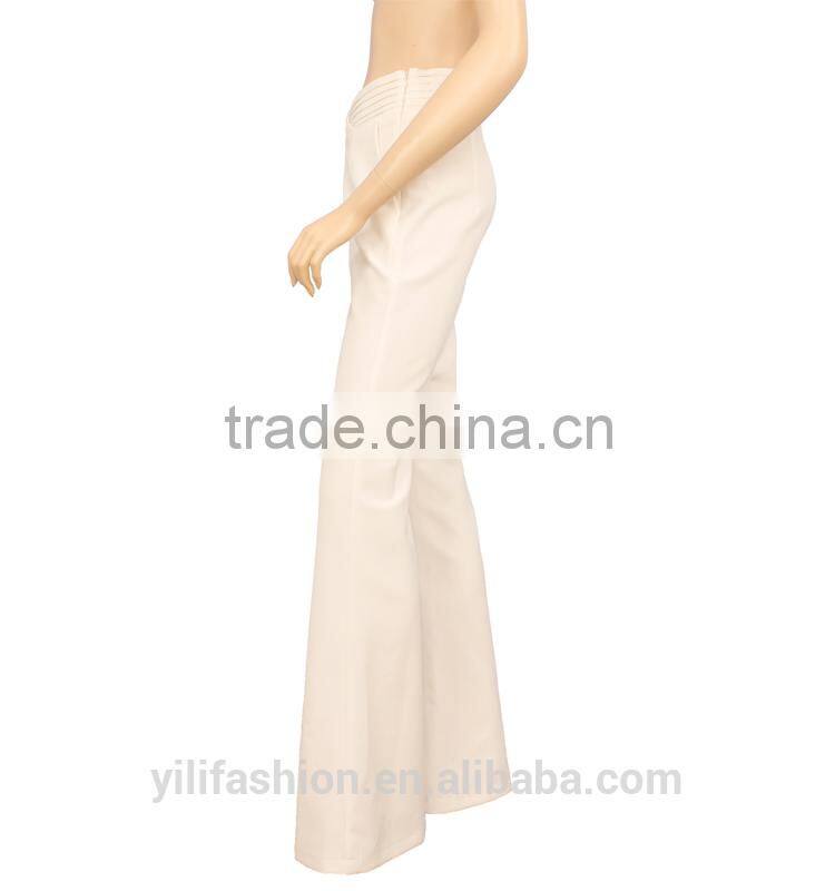 2015 newest design bell-bottoms women's white long pants wholesale