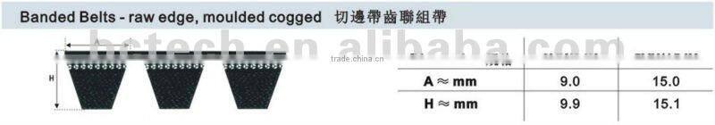 Rubber Banded Belts - raw edge,moulded cogged - 3VX/9JX