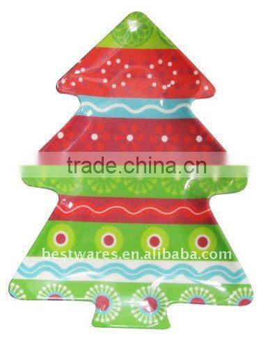 Xmas festival melamine colored plastic tray