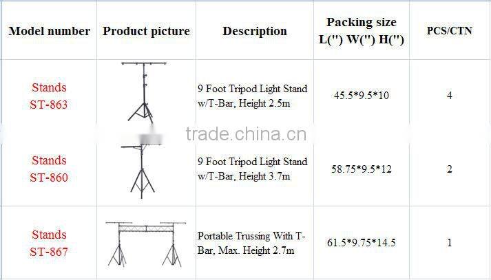 Cheap LED Stage lighting air cushion audio dj black aluminum bridge light stand