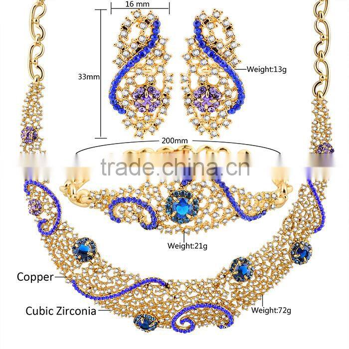Jewelry 2016 Blue Gemstone Four Women Jewelry Set